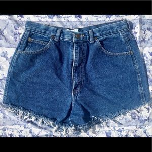 Vintage 1990s Cut-Off Fringe Jean Shorts